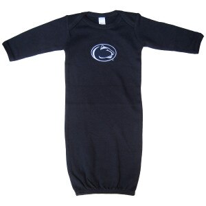 navy infant layette gown with embroidered Penn State Athletic Logo